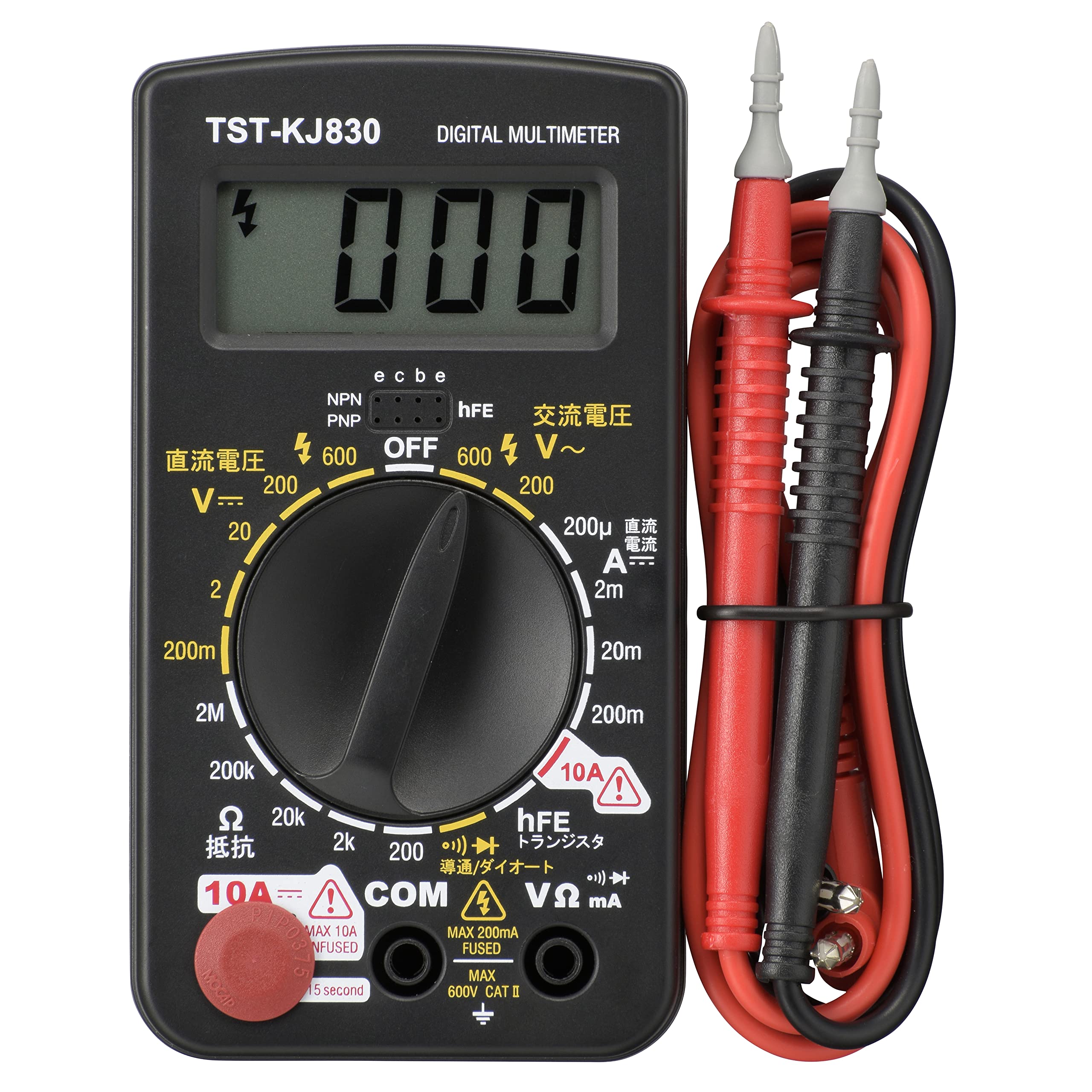 

OHM Electric Digital Popular Large Rotary with Transistor Check Tester, Model, Switch, Function, TST-KJ830 (08-1288) чорний
