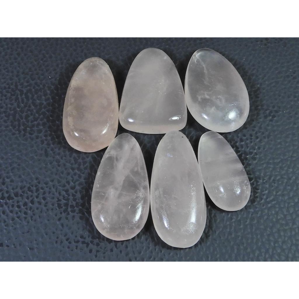 215Cts. Natural Rose Quartz Mix Shape Cabochon Loose Gemstone 06 Pcs Lot C-1844