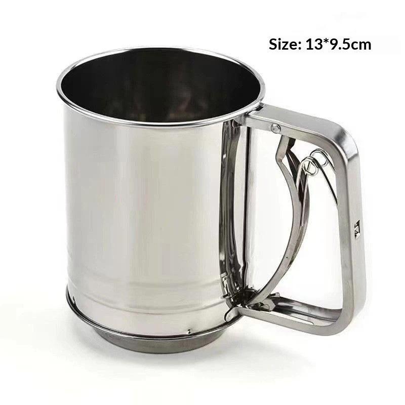 Semi-Automatic Flour Sifter Hand Press Design Transparent Food Grade Sieve for Home Baking Cake Pastry Making