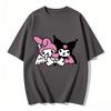 2026 New My Melody  Kuromi Angel Devil Heart Cartoon Print Tshirt Family Matching Outfits Casual Short Sleeve Tee Women Unisexs