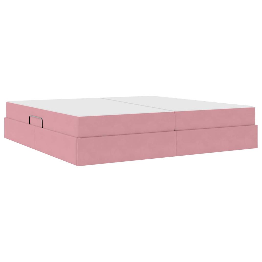 Storage Bed with Mattress Pink 200 x 200 cm Velvet
