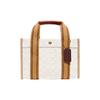 Spin Classic Aged Jacquard with Smooth Interior Multi-Function Pocket Leather Shoulder Crossbody Bag Large Women's White
