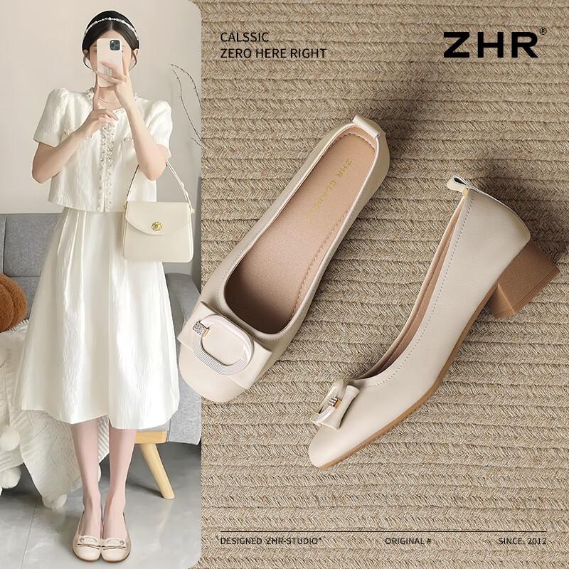 ZHR Women s Elegant Mid-Heel Slip-On Pumps 37