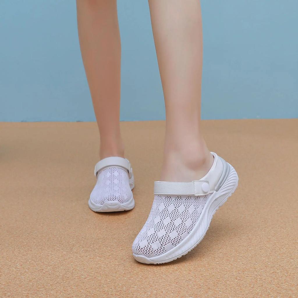 2024 New Breathable Women's Slippers Soft Sole Casual Beach Shoes Breathable Lazy Half Drag Women's Shoes