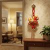 Traditional New Year Hanging Pendant Handmade Cartoon Horse Year Desktop Ornament with Bells Wooden Bead Lanyard