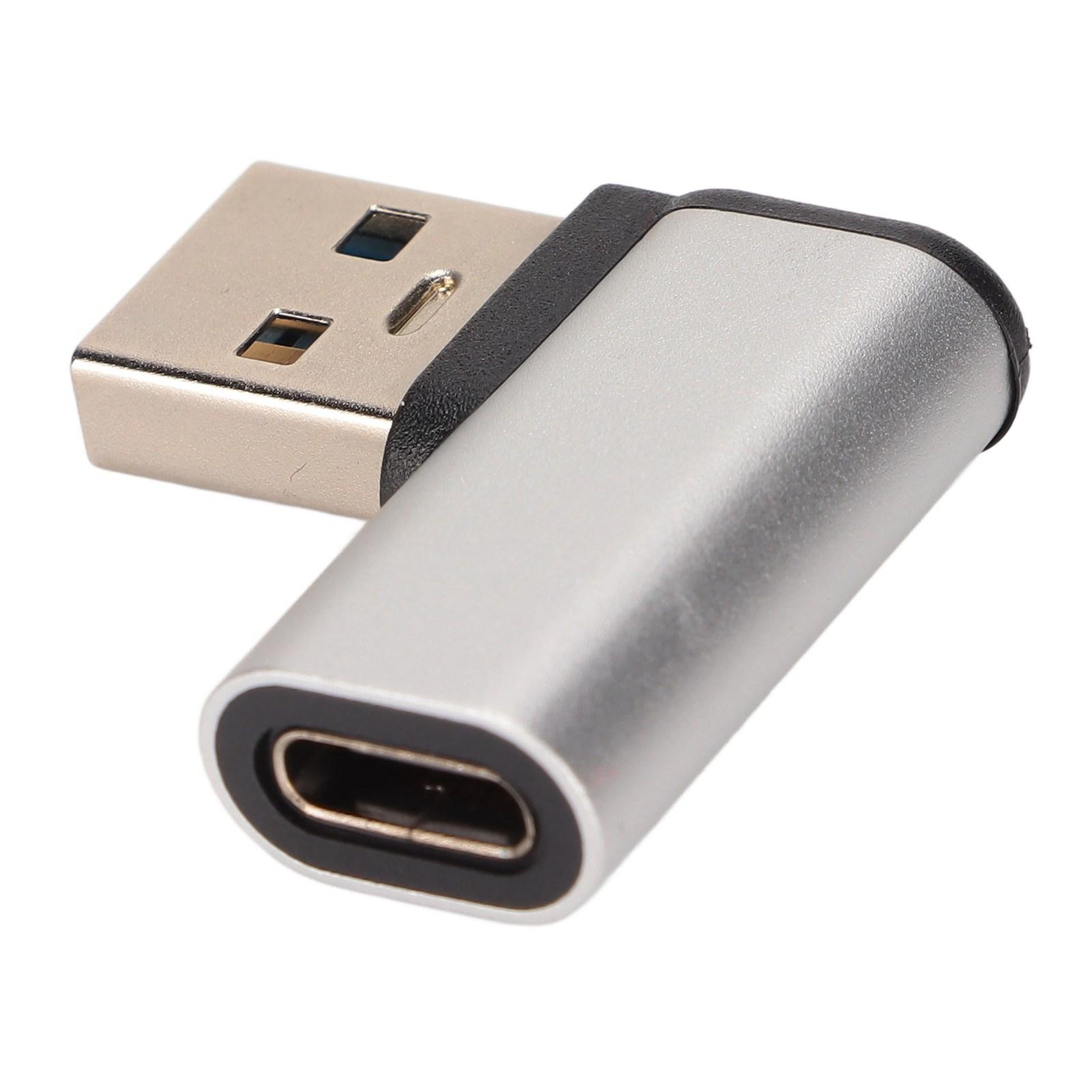 

90 Degree USB 3.0 to Type C Adapter 3A 10GBPS USB Left Angle Adapter for Mobile Phones Tablets Hard Drives