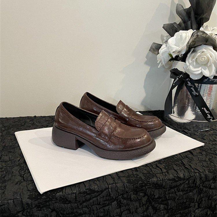 Женские лоферы на платформе в британском стиле однотонные ленивые туфли универсальные туфли на плоской подошве туфли в стиле колледжа обувь для формы jk 40 коричневый 3550₽