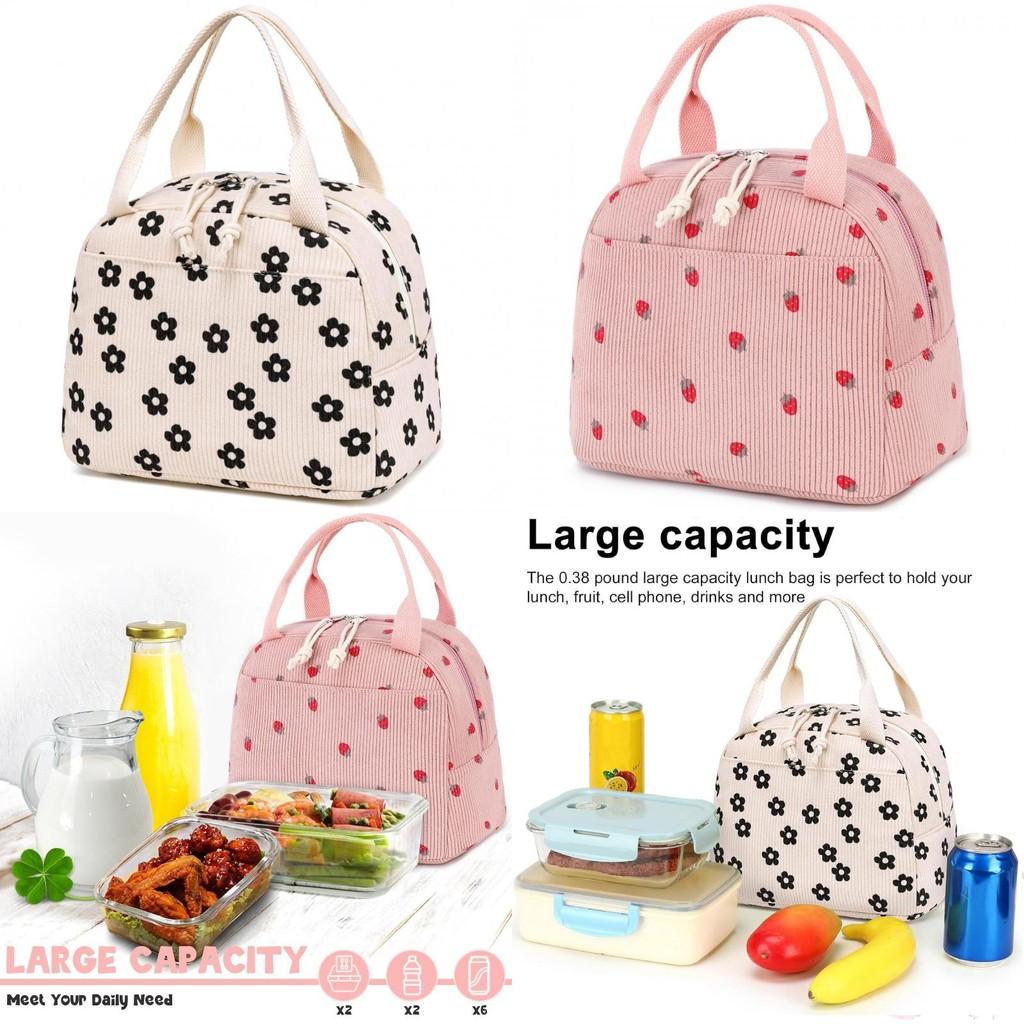 Strawberry Lunch Flower Cooler Bag Breathable Women Outdoor Commuting Office