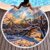 Winter Snow Scene Fantasy Tree Round Beach Towel Polyester Sand Resistant Shawl Beach Blankets, Quick Dry Pool Towels Picnic Mat
