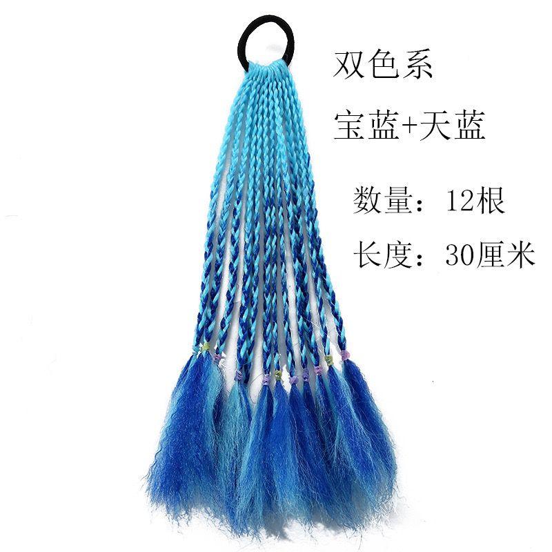 Children's Wig Dreadlocks Hair Accessories Bow Tie Style Colorful Braided Hair Ties Girls' Short Stage Cute Ombre Ponytail