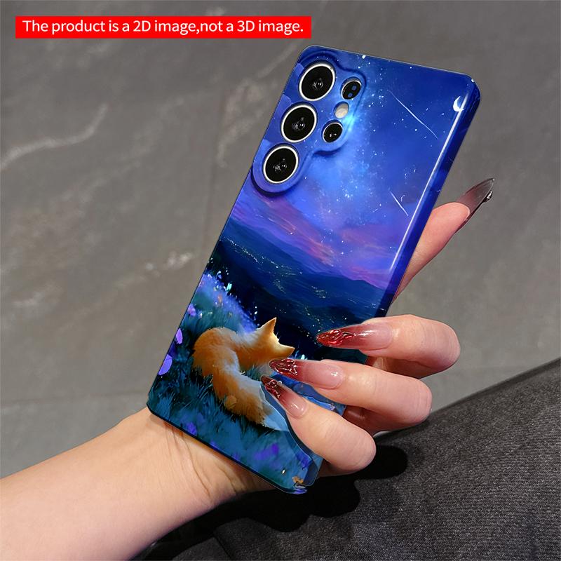 2DFlat Samsung phone case Starry Fox Dreaming in Moonlight Applicable to Galaxy S23 S24 S25ULTRA S26 A12 A14 A15 A16 A54 A55