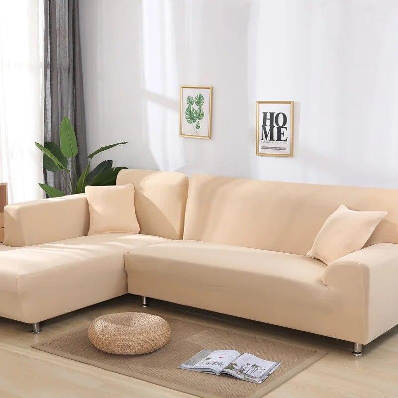 Elastic Sofa Covers 1/2/3/4 Seats Solid Couch Cover L Shaped Sofa Cover Protector Bench Covers