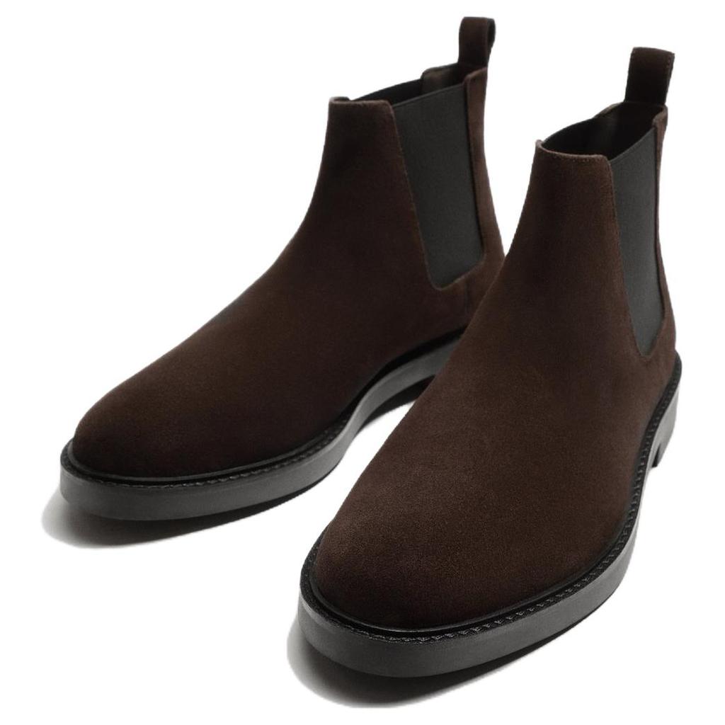 Zara Elegant Minimalist Short Chelsea Boots Men boots Brown 12018520-35