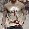 T-shirts à manches longues et col rond pour hommes avec imprimés d'animaux amusants, pour streetwear masculin, hauts décontractés, vêtements amusants