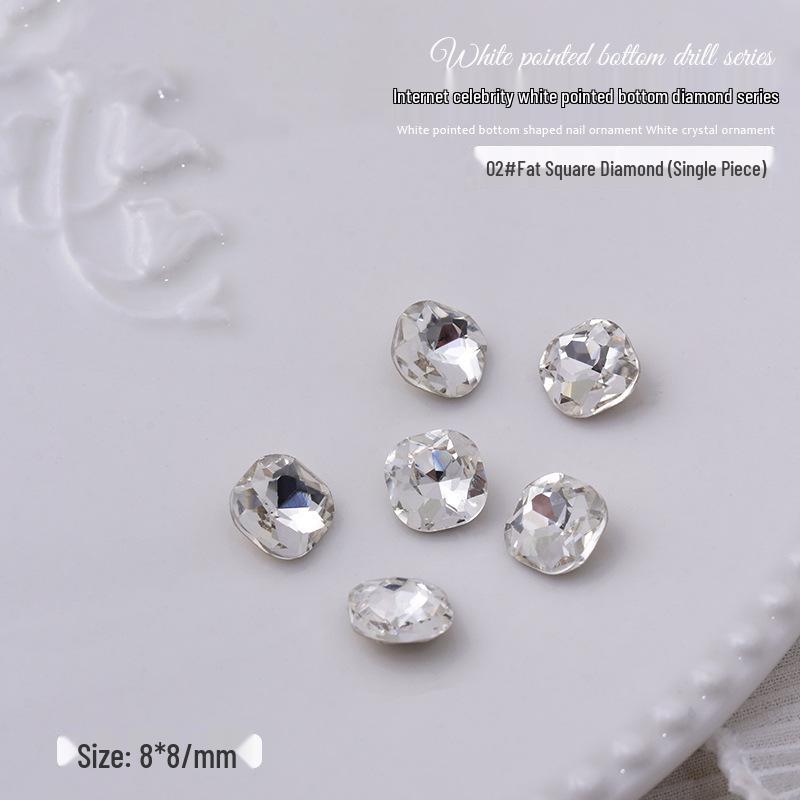 Nail Art Decorations: Transparent Pointed Rhinestones - Heart, Water Drop, Square, Butterfly Shapes