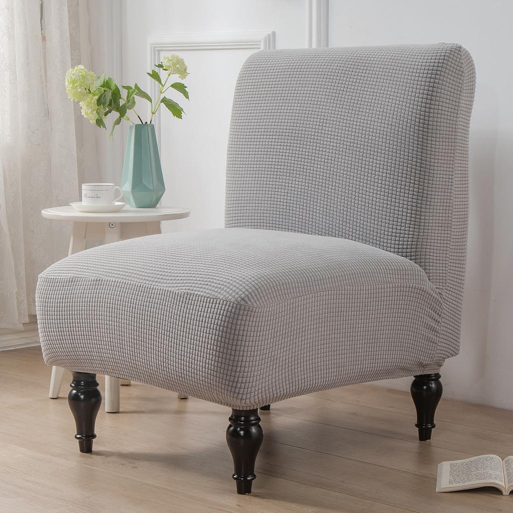 High Elastic Solid Armless Chair Cover Single Sofa Protector Non Slip Hotel Dining Seat Slipcover