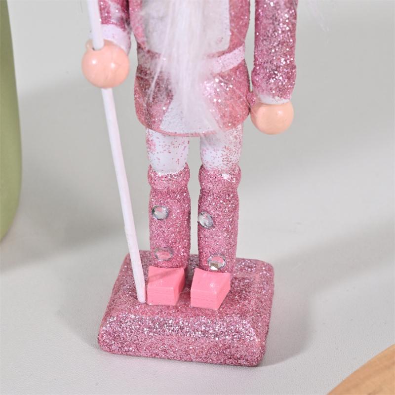 1/4Pcs Soldier Home Desktop Ornament Nutcracker Puppet Christmas Tree Pendant Pink Wooden Handicraft Xmas New Year Decoration