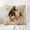 Cartoon Ancient Egyptian Cushion Cover Natural Linen Organic Fabric DoubleSided Printing Sofa Home Decor Breathable Bed Pillow