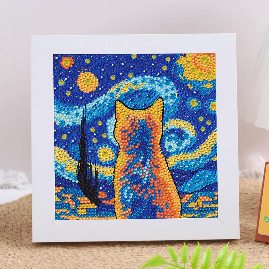 New Diy Diamond Painting Solid Wood Photo Frame Boxed Diamond Sticker Owl Cartoon Hand-Pasted Diamond Painting