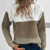 Damen S Farbblock Strickpullover Rundhalsausschnitt Langarm Pullover