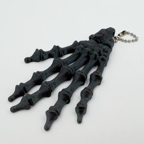 Yousheng Skeleton Hand Keychain, with Hanging Chain 3D Printed Ornament, Movable Joint Design Skull Palm Stress Relief Toy for Halloween