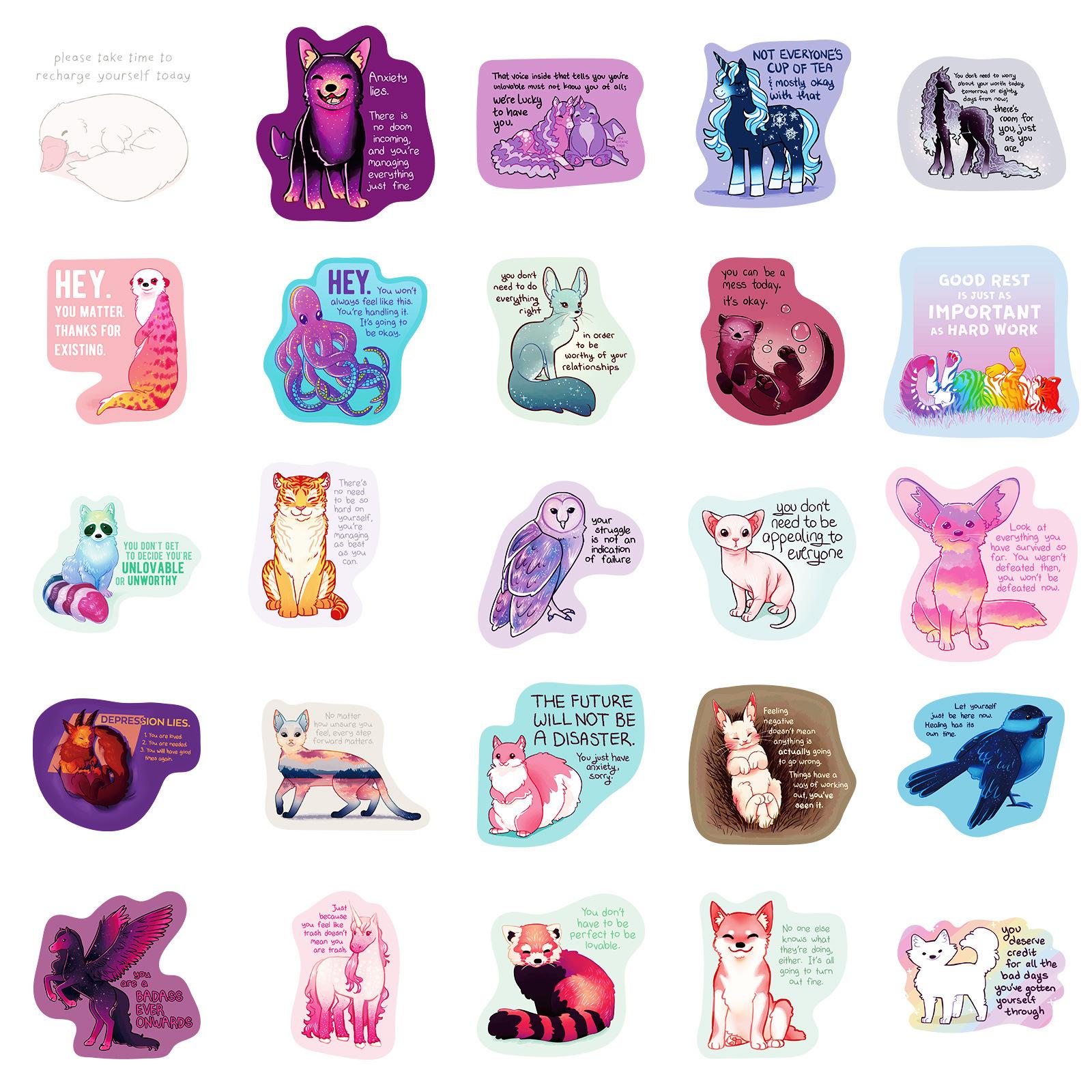 

50 штук исцеляющих текстовых наклеек, милые мультяшные ежедневные наклейки, наклейки для ручного учета, наклейки для дневника, DIY декоративные материалы