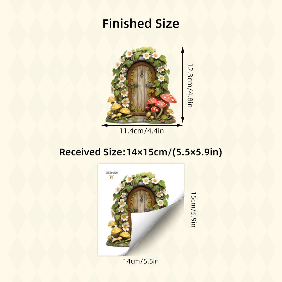 Creative Wooden Door "Portal To Another World" Self-Adhesive Wall Stickers, Small Size Skirting Board Decals for Home Decoration