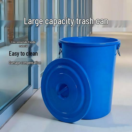Large Capacity Thick Round Plastic Trash Can for Commercial Kitchens, Catering, Classrooms, Hotels, and Sanitation