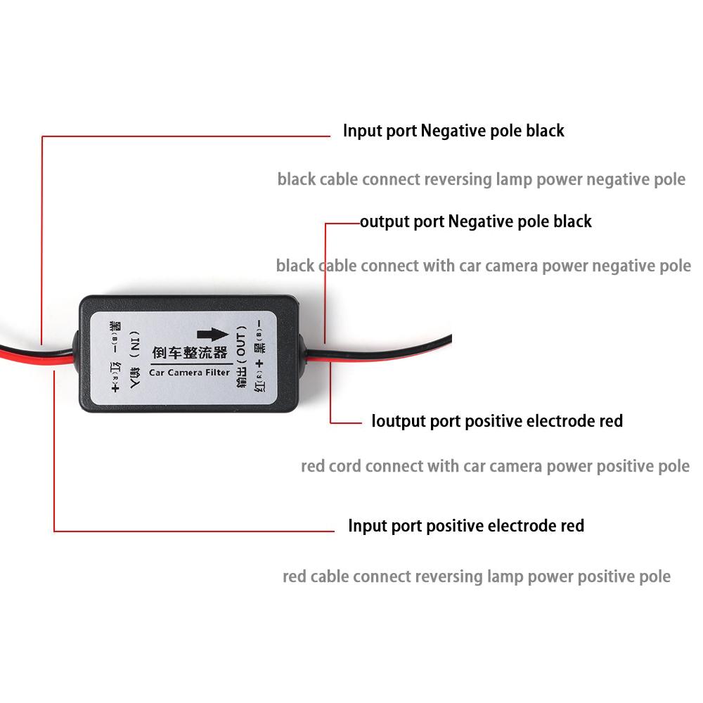 Auto for Car Rear View Backup Camera Relay Capacitor Filter 12V DC Power Rectifier