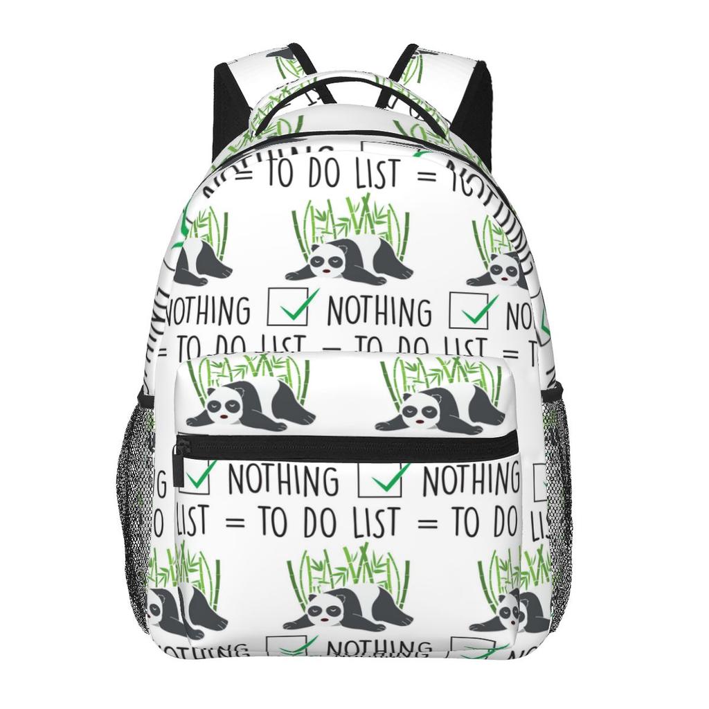 Fashion To Do List Do Nothing Panda Print Student Backpack School Bag Hiking Travel Daypack for Boys Girls Bookbag Shoulder Bags