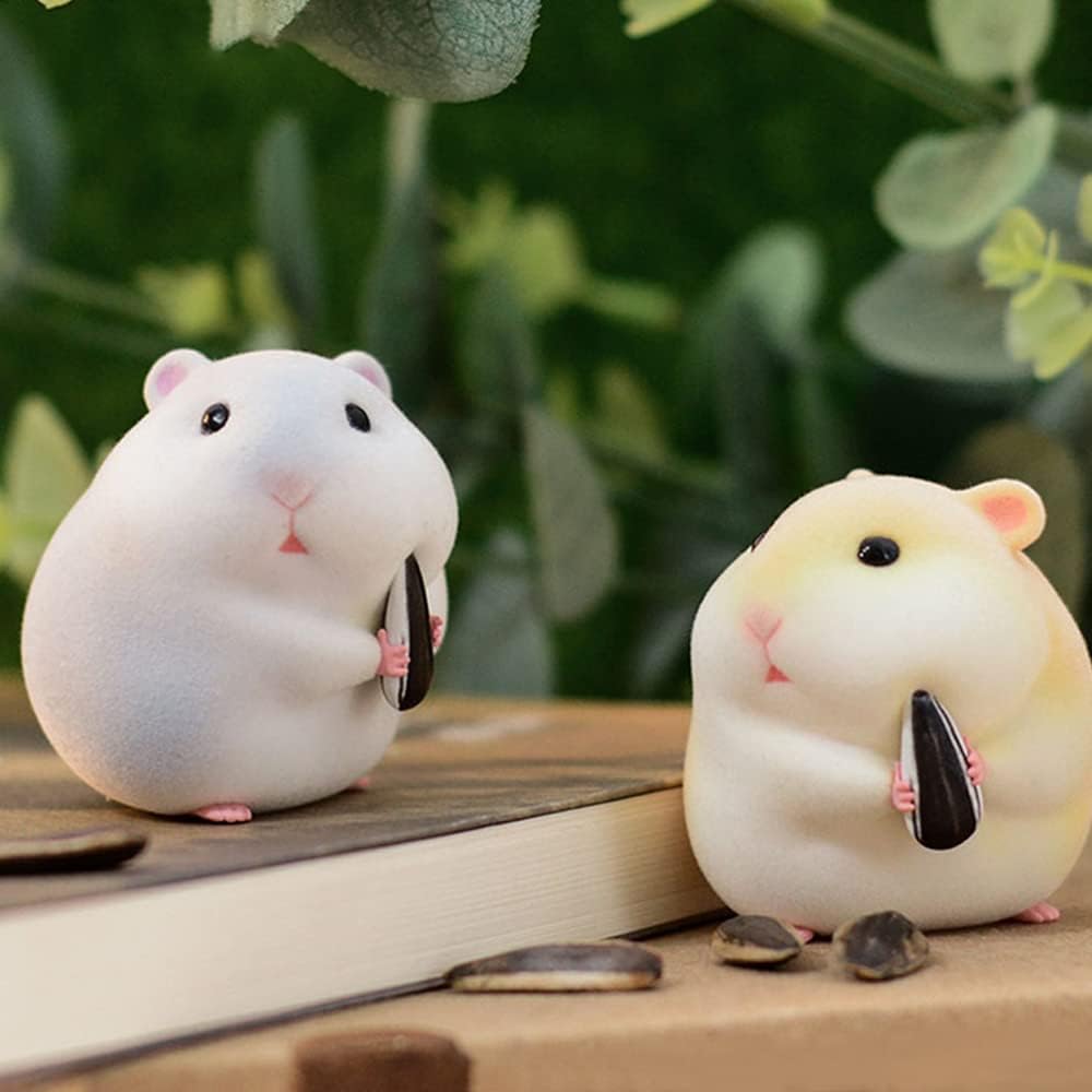 BEEMAI Flocking Greedy Hamster Series 1PC Random Design Cute Figures Collectible Toys Birthday Gifts
