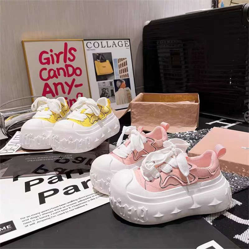 Evropská móda velká hlava muffin platforma chlebové boty dámské nové malý nárůst výšky ležérní boty