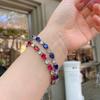 Jewelry Retro Imitation Colored Treasure Bracelet, Red Glass And Blue Glass Jewelry.