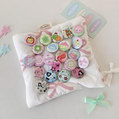 6Pcs Cute Cartoon Mini Cartoon Button Badge Kawaii Retro Girls Kids Backpack Pencil Bag DIY Decorative Brooch Pin Accessories