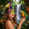 Lace And Bead Masque Masquerade Carnival for Women Mardi Gras Purple Green Yellow Feathered Feather Prom Ball Wedding Halloween Party Favors Vibrant
