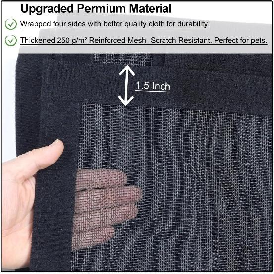 Upgraded Magnetic Screen Door Thicker 250g/m² Reinforced Mesh,36 Longer Magnets,Door Screen Magnetic Closure for Single Door,Heavy Duty Door Net