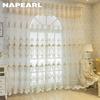 1 ks NAPEARL Luxusný priehľadný tyl s trojrozmernou výšivkou v európskom štýle pre dekoráciu okien obývacej izby, spálne, bytový dekor