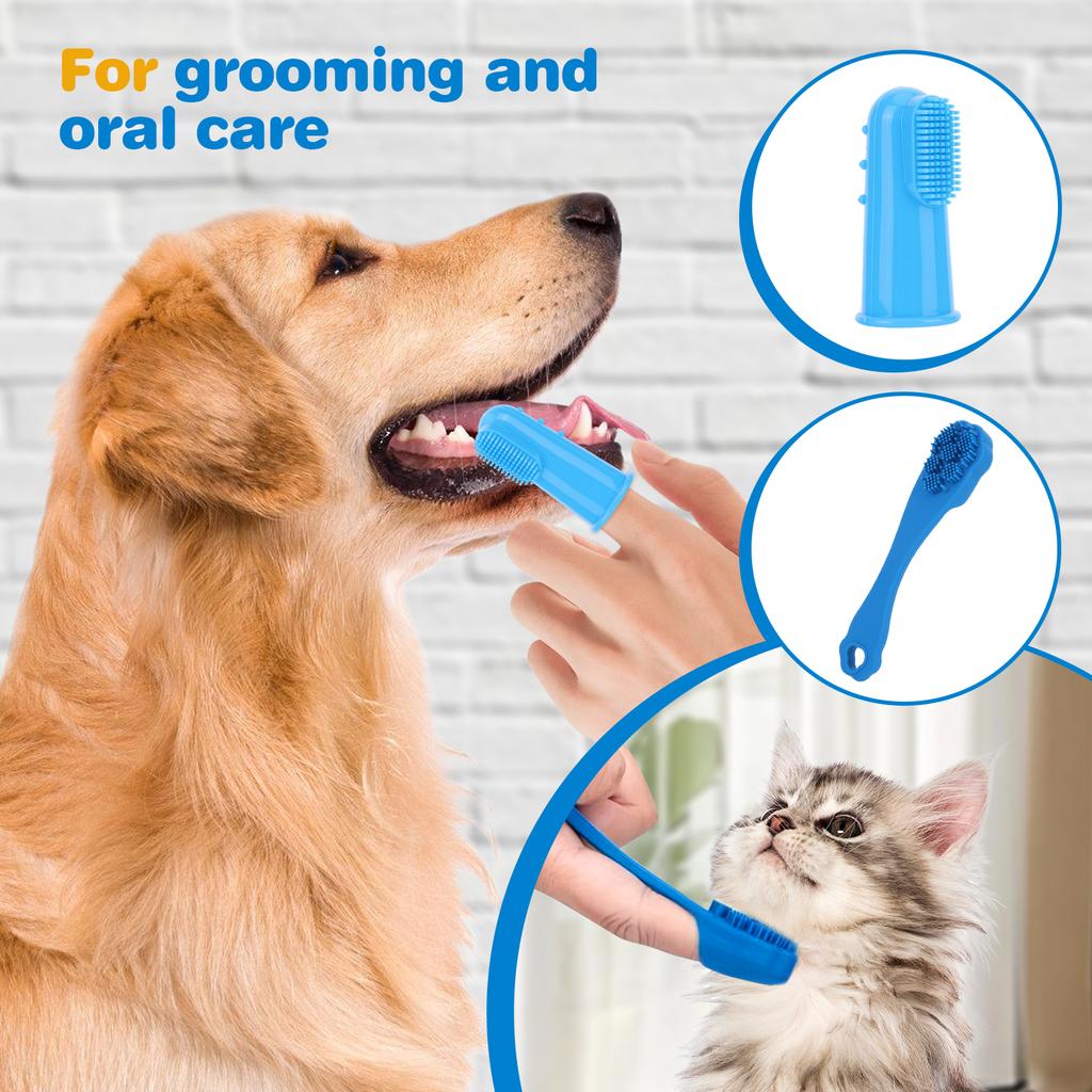 6PCS Pet Grooming Kit Silicone Dog Washing Gloves Dog Toothbrush Finger Dog Bath Gloves for Dog Cat Bathing Massaging & Grooming