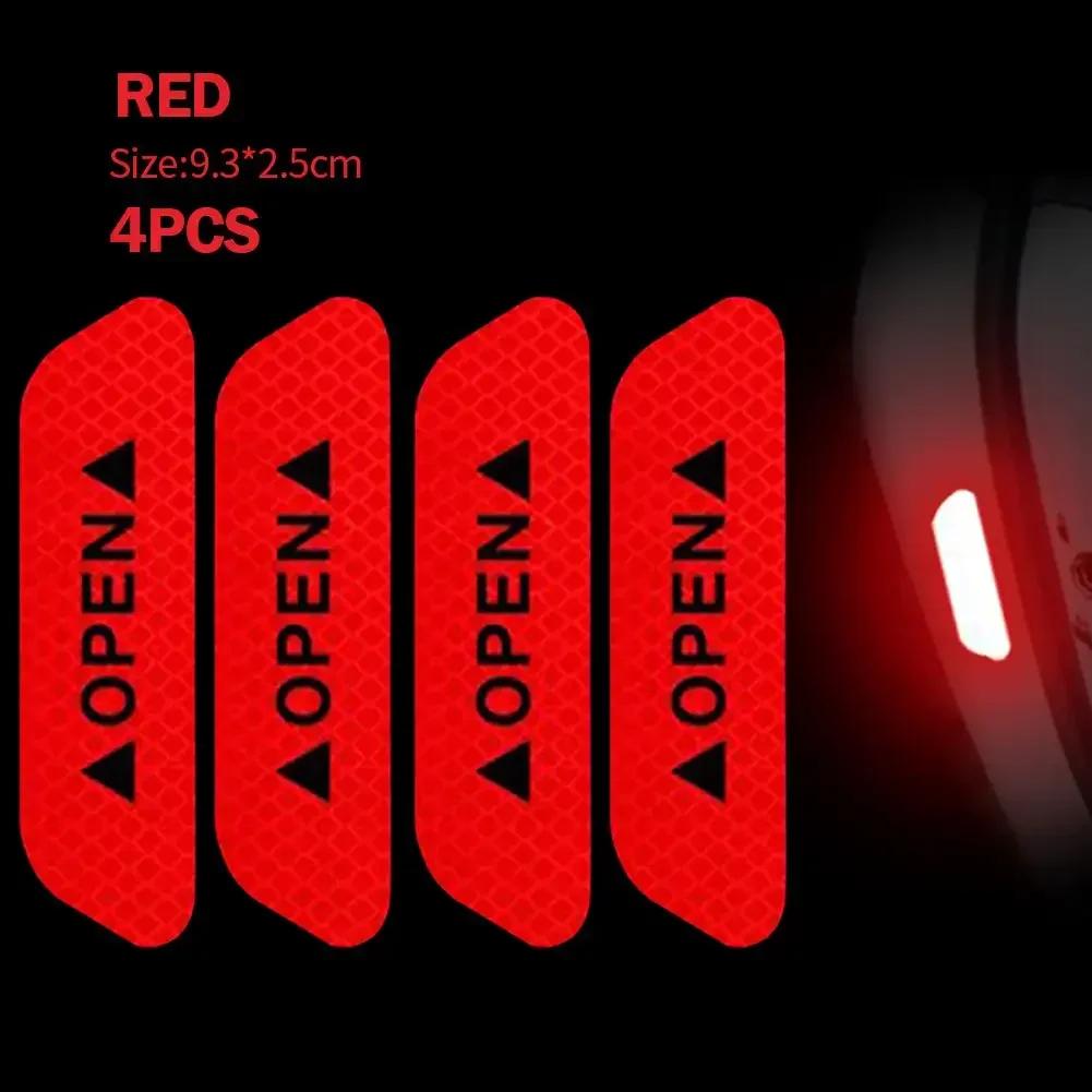 4 bucăți autocolant reflectorizant pentru ușa mașinii, deschidere de siguranță, avertisment, bandă reflector, decal, accesorii auto, autocolant reflector interior exterior