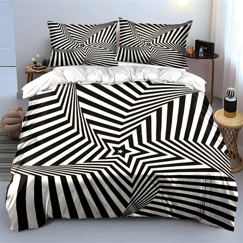 "Bold Striped Design Home Set" Exquisite three-piece bedding set gift for kids and adults