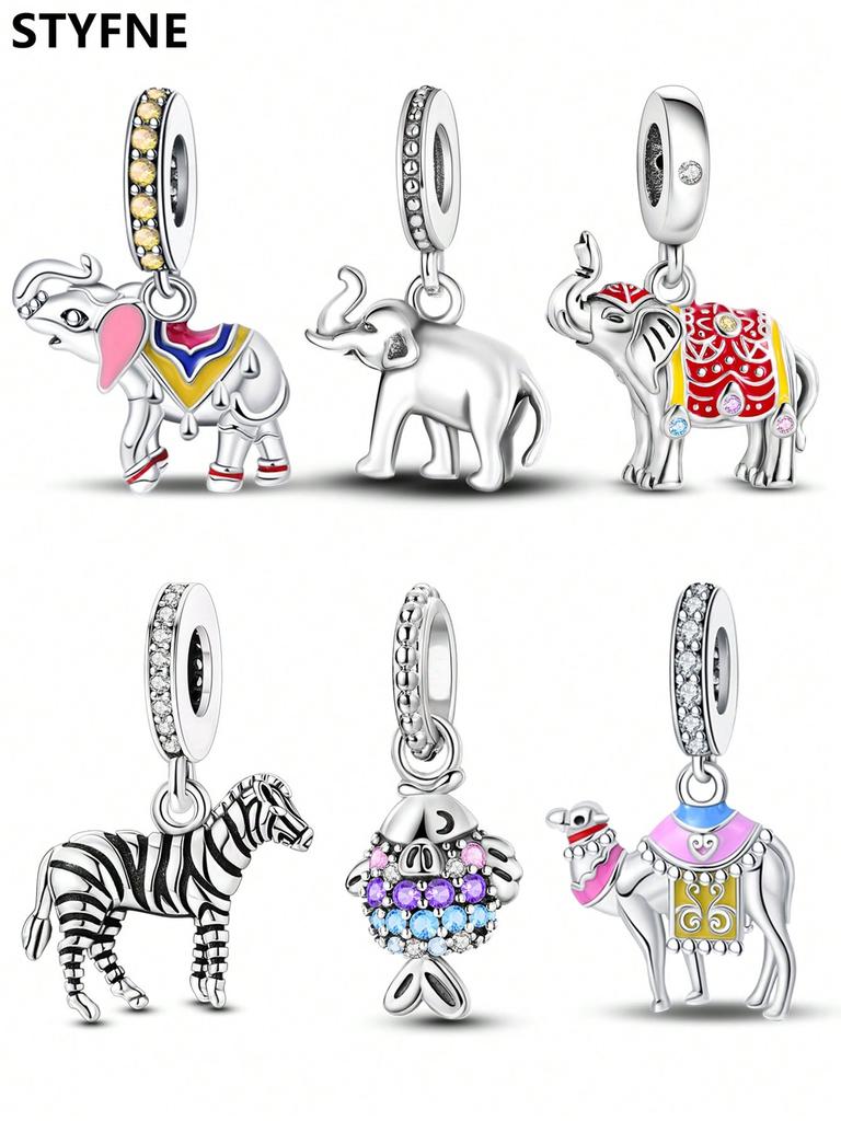 Charms Plata Colored Elephant Beads Charm Copper Plated Fit Charms Copperoriginal Bracelet For Jewelry Making Diy Charm