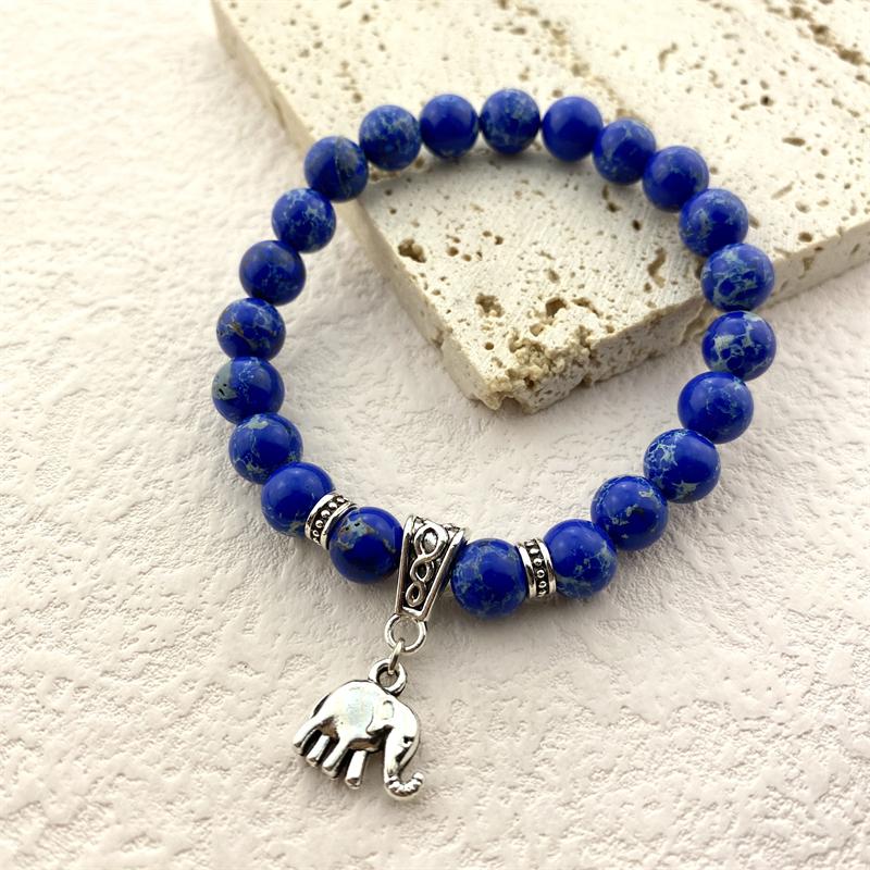Lucky Natural Stone Beaded Bracelet Fashion Cute Elephant Unisex Bracelet Jewelry Bracelet