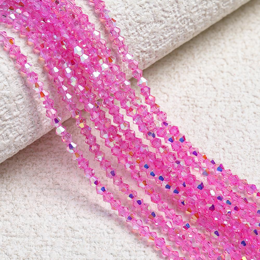 1 Strip 4mm Shiny Crystal Beads Bicone Beads 80pcs Glass Beads Loose Spacer Beads for Bracelet DIY Jewelry Making
