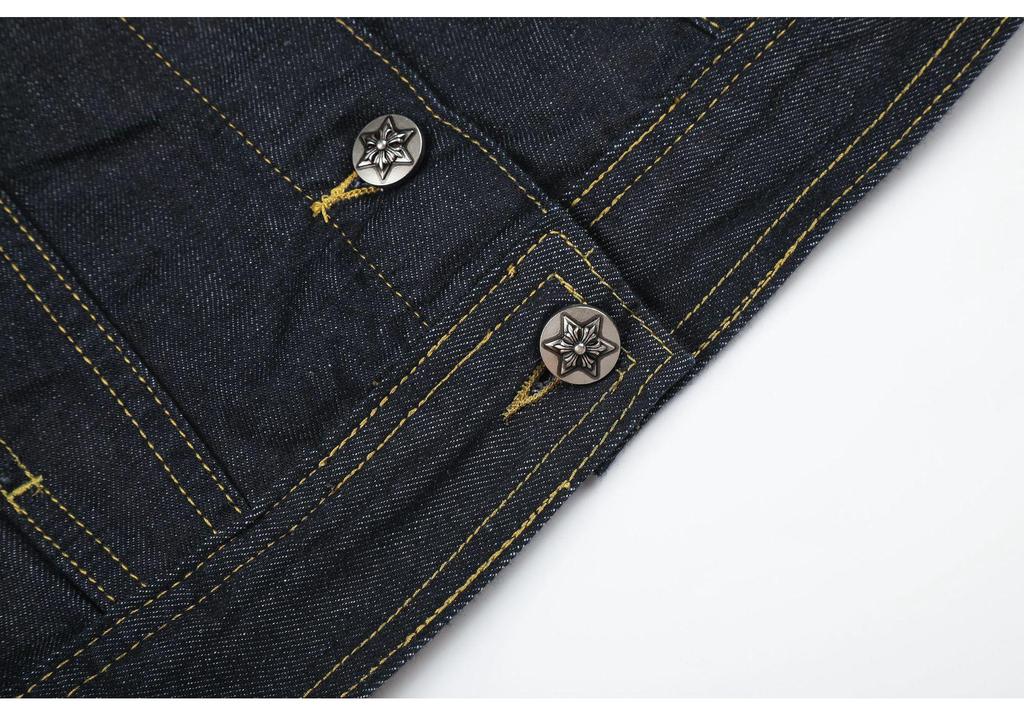 11KN Women's Slim Fit Retro Denim Jacket: Deconstructed Texture, Lapel, Single-Breasted