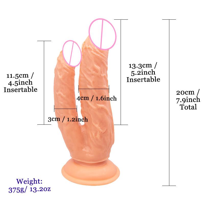 Dildo Feminino em Forma de U Cabeça Dupla Pênis Falso Pequeno Masturbador Feminino Cristal Colorido Produtos Eróticos