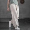 Summer Cotton Linen Literary Vintage Ankle Tie Pants Women's Loose Solid Color Versatile Casual Lantern Long Pants