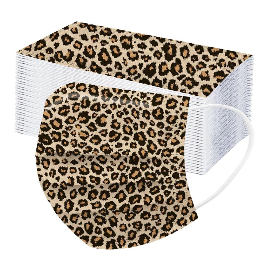 Dospělá třívrstvá jednorázová prachotěsná ochranná maska s leopardím potiskem