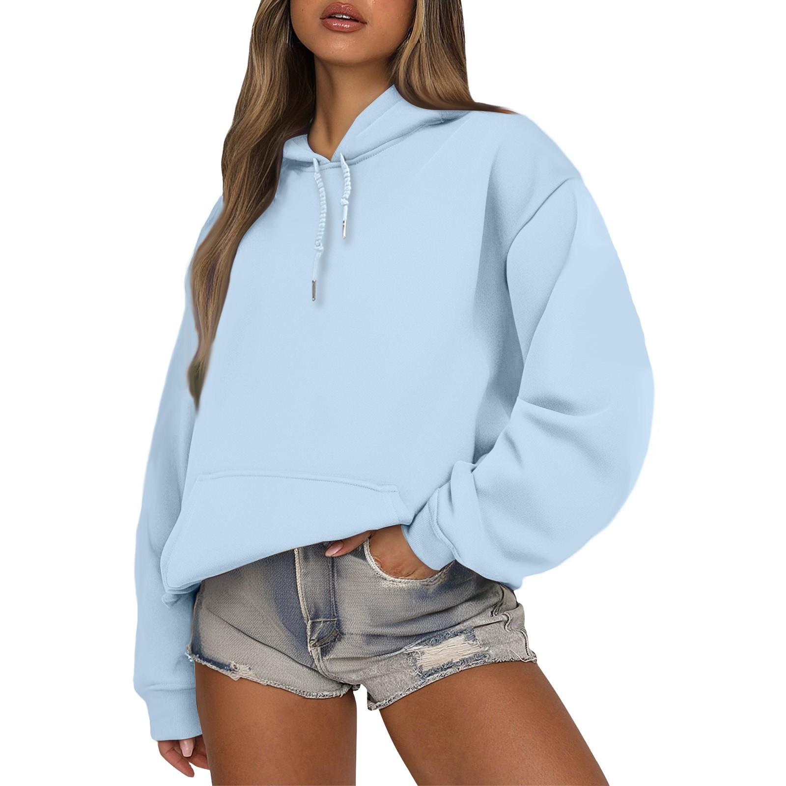 

Women s Fashionable And Casual Long-sleeved Hooded Sweatshirt Top L