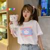 Short-sleeved T-shirt Women's Ins Tide Summer New Korean Version Loose Foreign Style Student Age Reduction Cartoon On Clothes