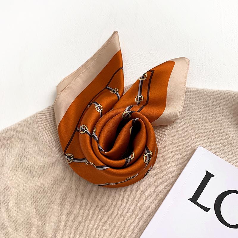 Korean silk scarf small scarf women's fashion printing temperament decoration silk spring and autumn summer thin square scarf